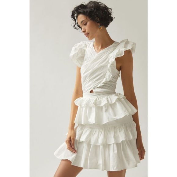 Anthropologie X Love the Lable Ruffled Halter Mini Dress Size S - Picture 2 of 9